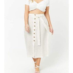 Forever 21 Plus Striped Button-Front Maxi Skirt